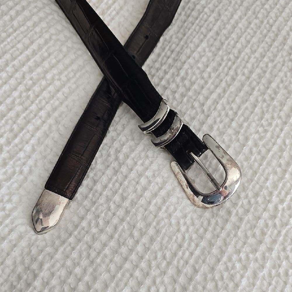 Brighton Italian Calfskin Belt With Silver Trim. Unisex. Size 40.